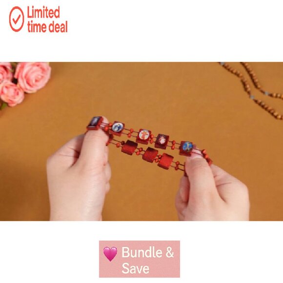 12 Pc Wood Stretch Bracelets Jesus Virgin Mary Saints Religious Gift Set - Picture 8 of 8